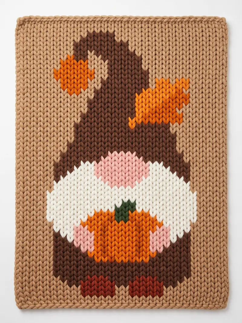 Autumn Gnome Free Thanksgiving Pattern for Chunky Knit Blanket