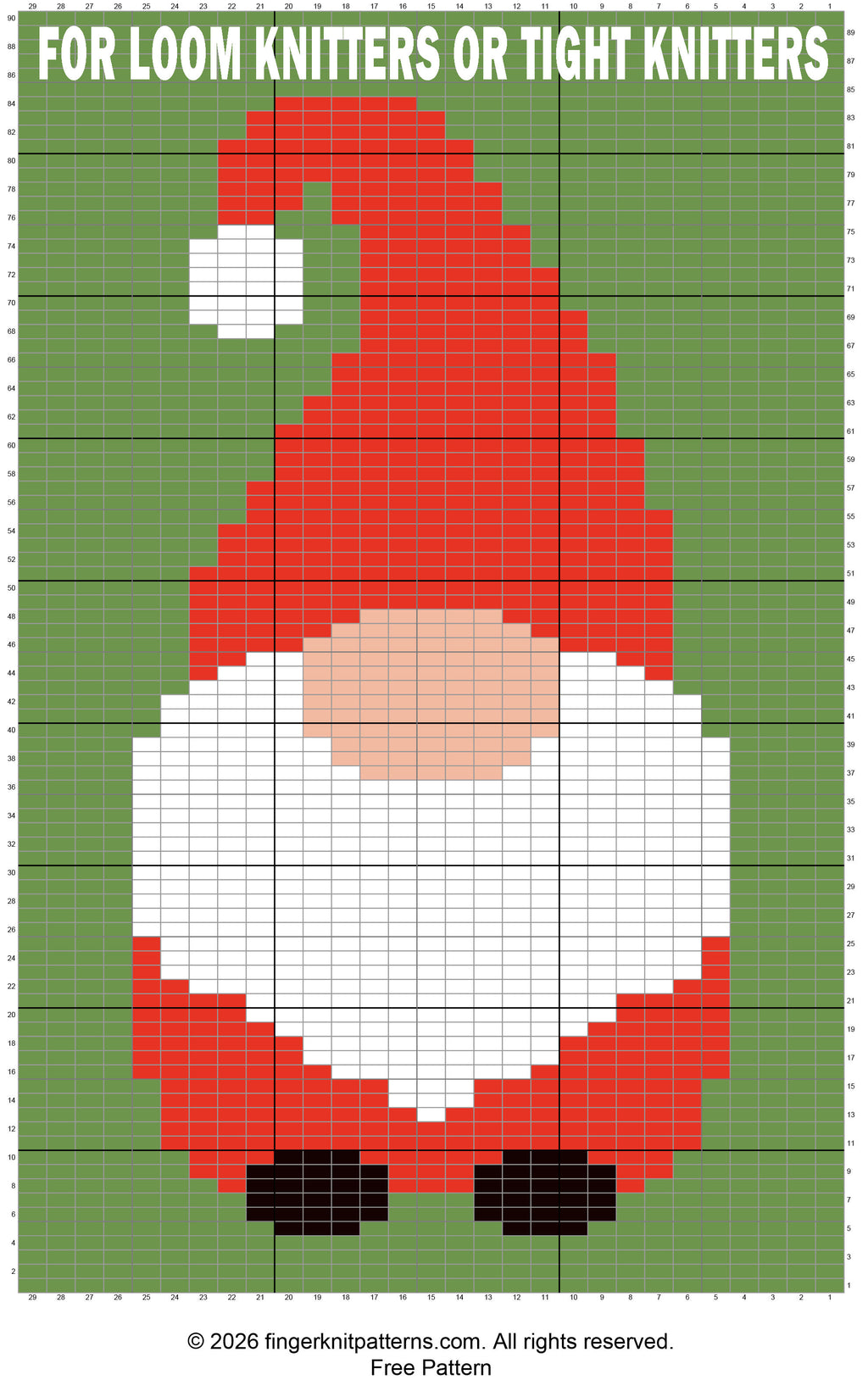 LOOM Santa Gnome Free Christmas Pattern for Chunky Knit Blanket