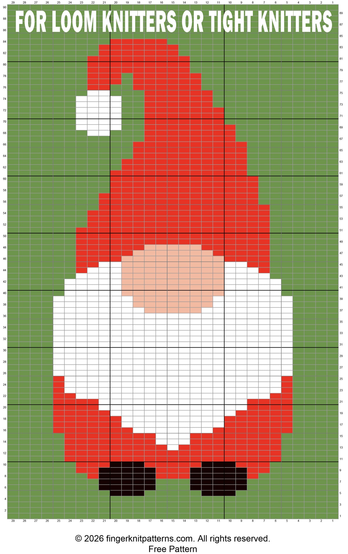 LOOM Santa Gnome Free Christmas Pattern for Chunky Knit Blanket