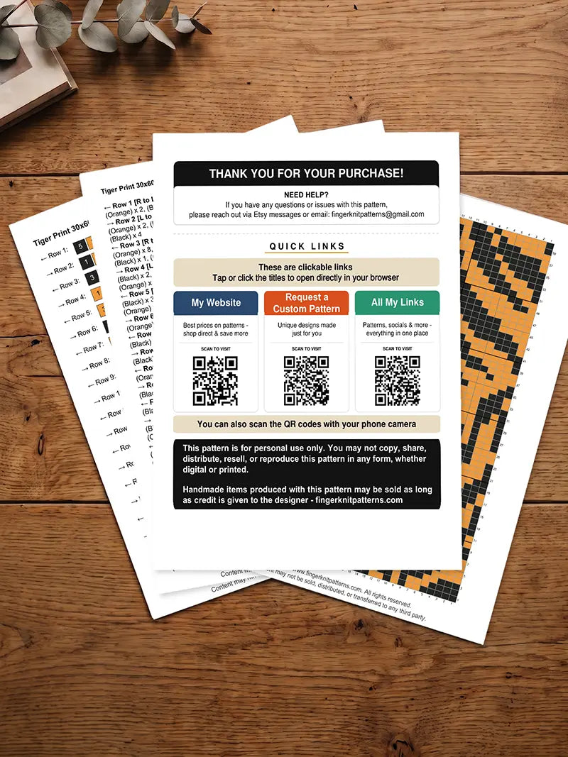 Tiger Print Finger Knitting Pattern for Chunky Knit Blanket