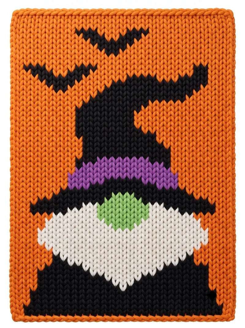 LOOM Wizard Gnome Free Halloween Pattern for Chunky Knit Blanket